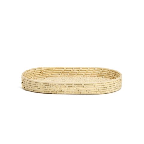 Bandeja em Fibra Natural Bege Mart 30cm