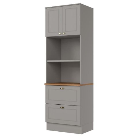 Torre Quente Dupla C351 2 Portas 2 Gavetas MDF 71,5cm Cinza Móveis Henn