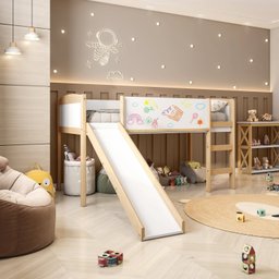 Cama Alta com Escorregador e Lousa Madeira Maciça/mdf Exclusive Casatema - 6