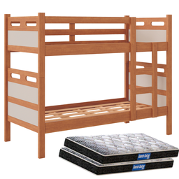 Beliche Duas Camas Solteiro Jaspe MDF com 2 Colchões -NT/OFF - 1