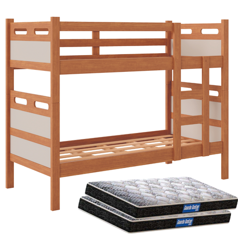 Beliche Duas Camas Solteiro Jaspe MDF com 2 Colchões -NT/OFF