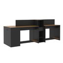 Ver imagem 3 de Estação de Trabalho 4 Lugares Office Smart 4 Mesas 2 Armários 1 Aparador - Preto e Cedro