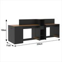 Ver imagem 2 de Estação de Trabalho 4 Lugares Office Smart 4 Mesas 2 Armários 1 Aparador - Preto e Cedro