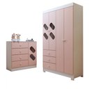 Ver imagem 4 de Quarto Infantil Completo Escotilha 5 Portas 7 Gavetas Rosa/branco - Panorama Móveis