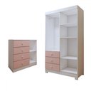 Ver imagem 5 de Quarto Infantil Completo Escotilha 5 Portas 7 Gavetas Rosa/branco - Panorama Móveis