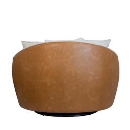Poltrona Ayla Base Giratória Almofadas Linho Corino - 10