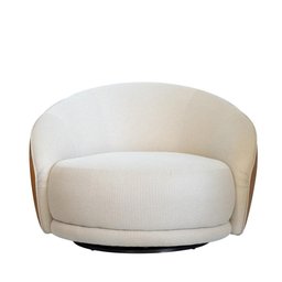 Poltrona Ayla Base Giratória Almofadas Linho Corino - 9