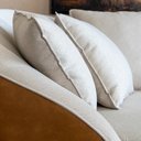 Ver imagem 5 de Poltrona Ayla Base Giratória Almofadas Linho Corino