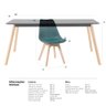 Conjunto de Mesa de Jantar Retangular 80 x 160 Preto + 4 Cadeiras Estofadas Leda Verde Escuro - 9