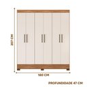 Ver imagem 4 de Guarda Roupa Solteiro 6 Portas e 2 Gavetas 1.80m Amendola Touch Off White Verso Demóbile
