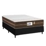Cama Box Casal Colchão Molas Flora Gazin + Box Sintético 52x138x188 Cor:Preto - 1