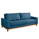 Ver imagem 1 de Sofá Living e Reclinável Jasmin Linho com Pés de Madeira Usb sem Kit Usb Cor Azul 2164
