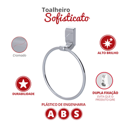 Toalheiro Porta Toalha para Banheiro Linha Sofisticato Cor Cromado Durín - 2