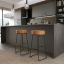 Ver imagem 1 de Conjunto 2 Banquetas Altas Aço Industrial Nice Caramelo e Preto Yescasa Marrom