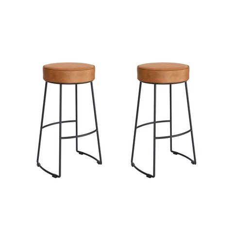 Conjunto 2 Banquetas Altas Aço Industrial Nice Caramelo e Preto Yescasa