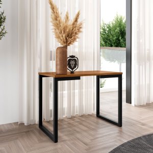 Mesa Lateral Innovare Industrial Aço Preto com Tampo Canela