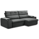 Ver imagem 1 de Sofá Retrátil Reclinável para Sala 3 Lugares 245cm Gordon F04 Veludo Cinza Escuro - Lyam Decor