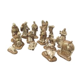 Presepio Natalino 16cm Enfeite 16 Peças Gesso Marrom - 2