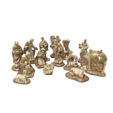 Presepio Natalino 16cm Enfeite 16 Peças Gesso Marrom