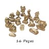 Presepio Natalino 16cm Enfeite 16 Peças Gesso Marrom - 3