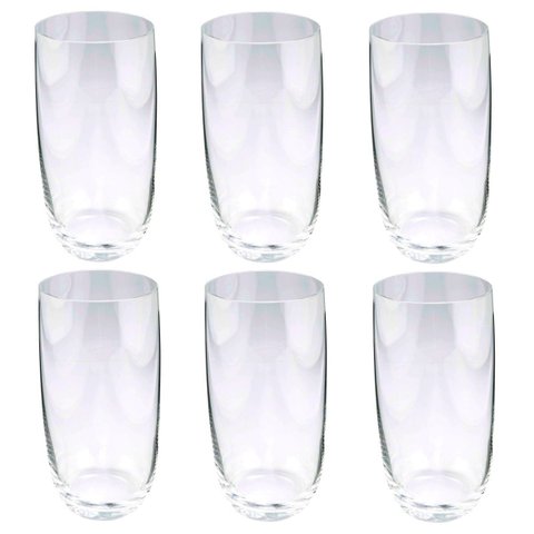Jogo 6 Copos Altos de Cristal - De Água, Suco, Drinks 460ml Full Fit