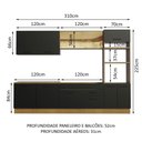 Ver imagem 4 de Armário de Cozinha Completa 310cm Rustic/Preto Agata Madesa 01