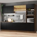 Ver imagem 1 de Armário de Cozinha Completa 310cm Rustic/Preto Agata Madesa 01