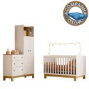 Ver imagem 4 de Berço Mini Cama e Roupeiro com Cômoda Qencanto Slim Freijó Branco Acetinado Qmovi + Colchão Ortobom