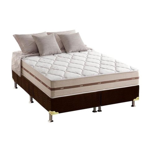 Cama Box Queen: Colchão Molas Anjos MasterPocket Ensacadas Classic + Base CRC Suede Marrom(158x198)