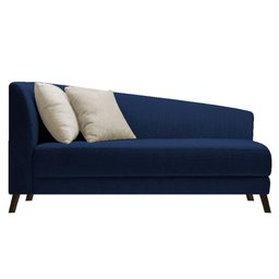 Recamier Heitor 140cm com Almofada Lado Direito Suede Azul Marinho/Bege - 1