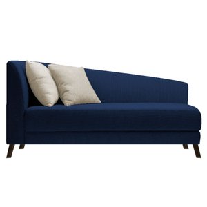 Recamier Heitor 140cm com Almofada Lado Direito Suede Azul Marinho/Bege