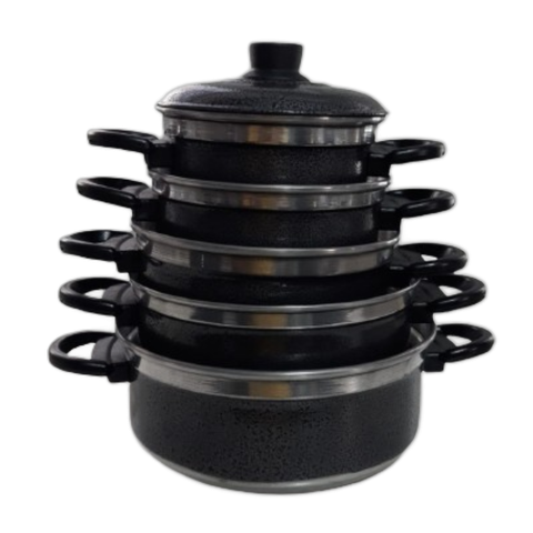 Jogo de Panelas Alumínio Caçarola 5 Peças 5 Peças 3 Cores Disponiveis Cor:preta