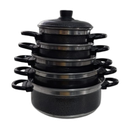 Ver imagem 1 de Jogo de Panelas Alumínio Caçarola 5 Peças 5 Peças 3 Cores Disponiveis Cor:preta