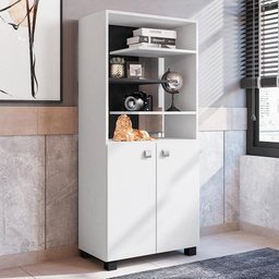 Armário Luna 2 Portas Branco/Preto - Móveis Leão - 2