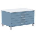 Ver imagem 1 de Mapoteca 5 Gavetas Pandin 120cm (larg) Inmetro Tampo Mdp Branco Estrutura e Gaveta em Aço Azul Dali