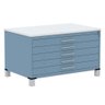 Mapoteca 5 Gavetas Pandin 120cm (larg) Inmetro Tampo Mdp Branco Estrutura e Gaveta em Aço Azul Dali - 1