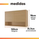 Ver imagem 4 de Armário Aéreo de Cozinha 1,20m 2 Portas e Nicho 100% Mdf Cléo Madeirado Nesher