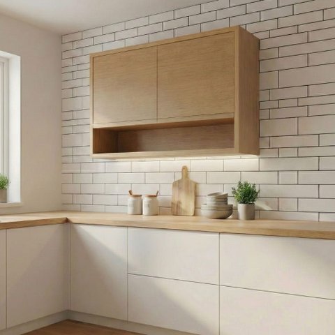 Armário Aéreo de Cozinha 1,20m 2 Portas e Nicho 100% Mdf Cléo Madeirado Nesher