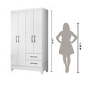 Ver imagem 3 de Guarda Roupa Solteiro 4 Portas 2 Gavetas Branco Chile - Moval