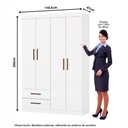 Ver imagem 4 de Guarda-Roupa Solteiro Turim 4 Portas 2 Gavetas Multimóveis CR35554 Branco