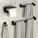 Ver imagem 1 de Kit Acessórios Para Banheiro Preto Fosco 4 Peças ELG