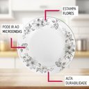Ver imagem 2 de Jogo 6 Prato Raso de Vidro Branco Flores Cinza Flowers Grey 26cm em Casa Tem