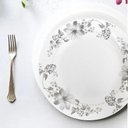 Ver imagem 3 de Jogo 6 Prato Raso de Vidro Branco Flores Cinza Flowers Grey 26cm em Casa Tem