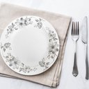 Ver imagem 4 de Jogo 6 Prato Raso de Vidro Branco Flores Cinza Flowers Grey 26cm em Casa Tem