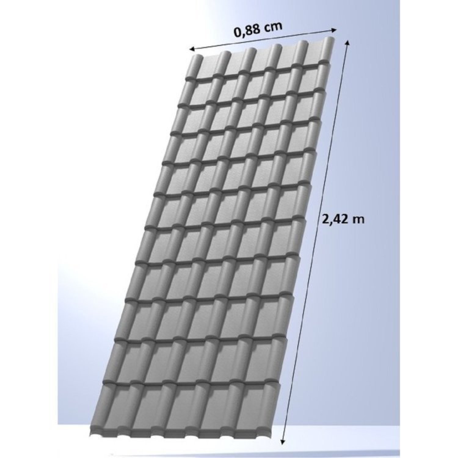 Kit com 15 Telhas Pvc Plan 242x88cm Permatti Cinza - 2