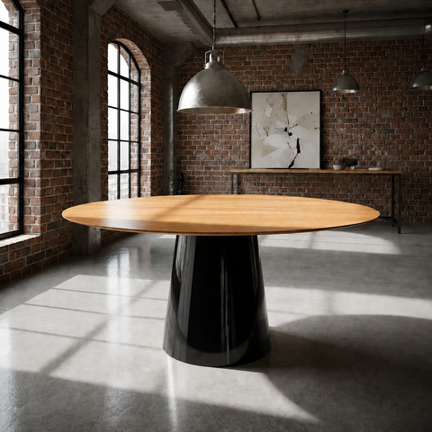 Mesa de Jantar Oval 170x100cm Freijó - Base Cone Preto
