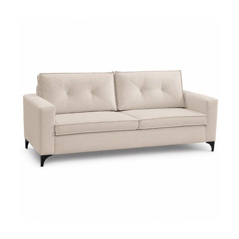 Sofá Sala de Estar Marselha 230cm 3 Lugares Pés em Metal Bouclê Off White M1 - Monari Design