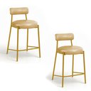 Ver imagem 2 de Banqueta Cozinha Média com Encosto Kit 2 Industrial Dourado Londres PU Facto D03 - D'Rossi