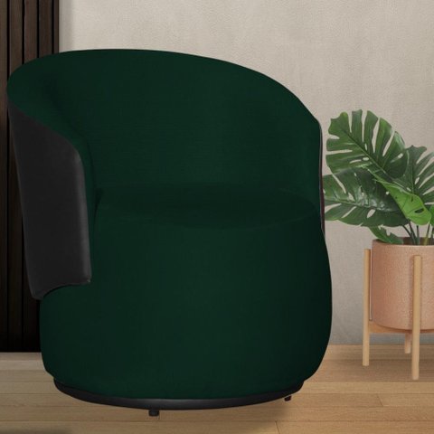Poltrona Organica Beatriz Suede Verde C/ Composê Corano Preto - Lm Decor