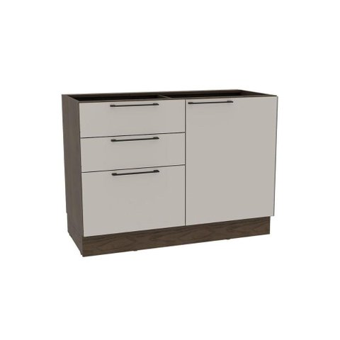Balcão de Cozinha Amsterdam Ph 3135 C/ 1 Porta 3 Gavetas e Divisor de Talheres S/ Tampo 120cm Avela